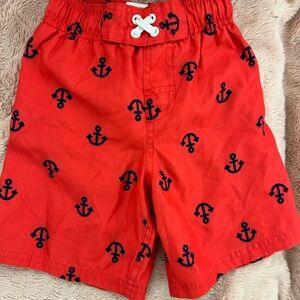 Circo Red and Black Swim Trunks with Nautical Anchor Design